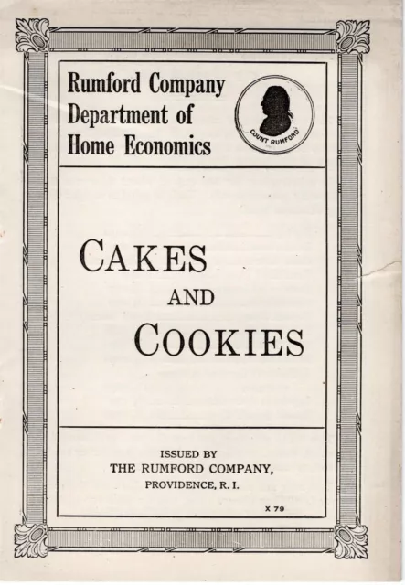 1920 Vintage Advertisings Rumford Company Home Economics Cakes & Cookies bx