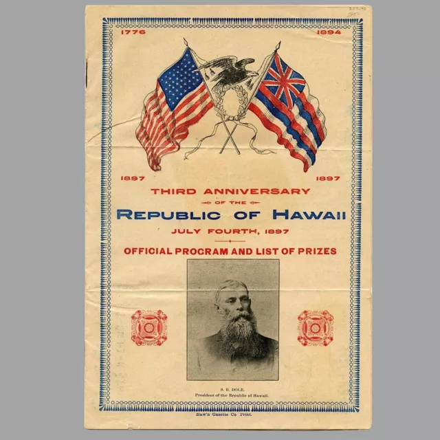 Very Rare Republic Of Hawaii Booklet - 3Rd Anniversary 1897