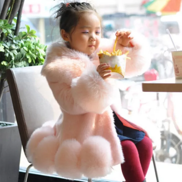 Baby Kids Girls Parka Outwear Coat Winter Outwear Faux Fur Furry Warm Jacket