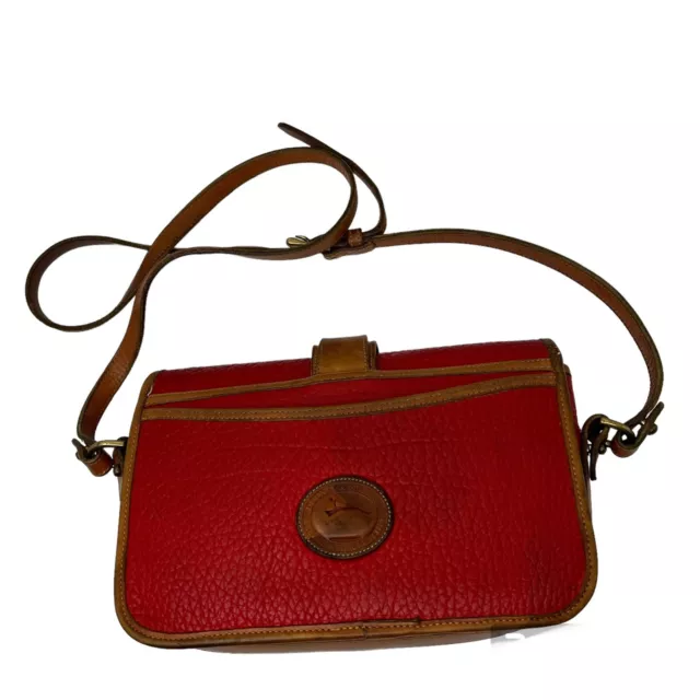 Dooney & Bourke Vintage Crossbody All Weather Leather Red/Tan Small