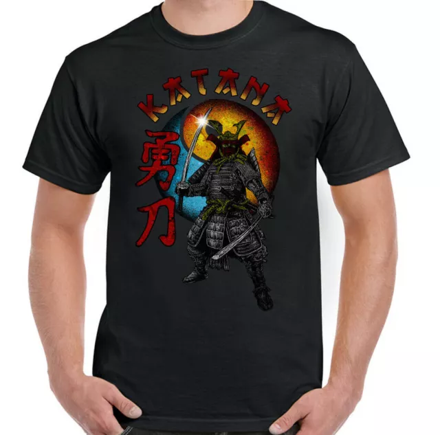 Katana T-Shirt Mens Japanese Fighter Samurai Warrior Sword Martial Arts MMA Top