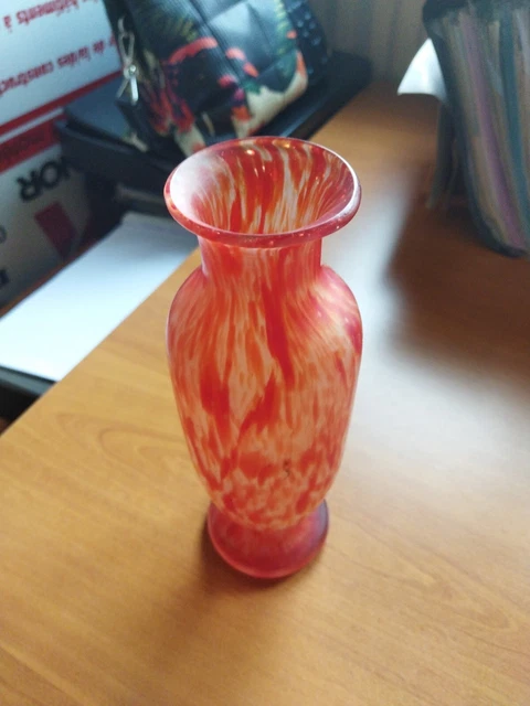 Vase Ancien Art Déco En Pâte De Verre Rouge – Sans Marque – Pièce Unique