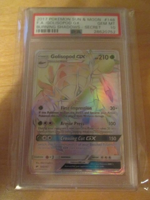 Pokemon PSA 10 GOLISOPOD SM * BRENNENDE SCHATTEN * GX Full Art FA Regenbogen Hyper RR 4