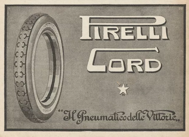 Z0269 Pneumatici Pirelli Cord - Pubblicità del 1928 - Advertising