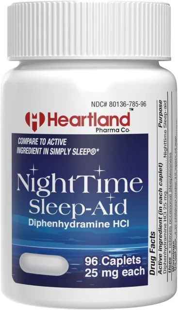 Cápsulas de ayuda para dormir Difenhidramina HCI 25 mg extra fuertes para adultos 96 cuentas