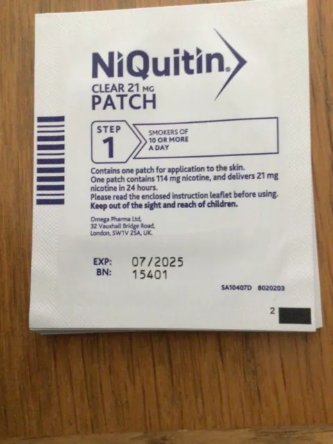 NiQuitin 21mg Clear 24 Hour 21 Patches Stop Smoking Aid