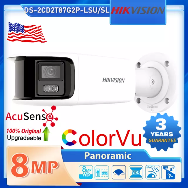 Hikvision 8MP Full-Color 180° Wide-angle ColorVu PoE Camera DS-2CD2T87G2P-LSU/SL