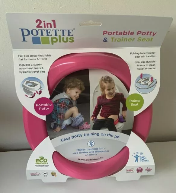 Potette Plus 2 in 1 Portable Potty & Trainer Seat  + 3 Liners - Pink & Purple