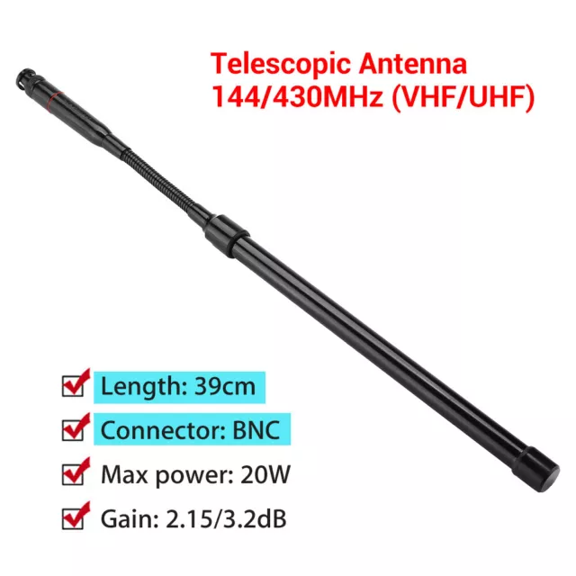 VHF/UHF Dual Band 144/430 MHz 15,3 pollici antenna tattica CS BNC per Alinco Ke 3