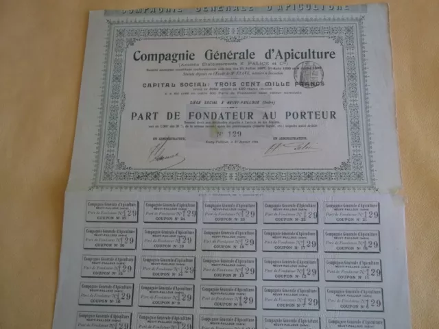 Compagnie Generale D'apiculture Indre 1904