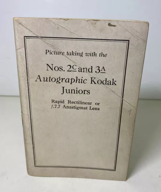 Kodak Nos. 2C & 3A Autographic Juniors Instruction Booklet Manual Guide 1924