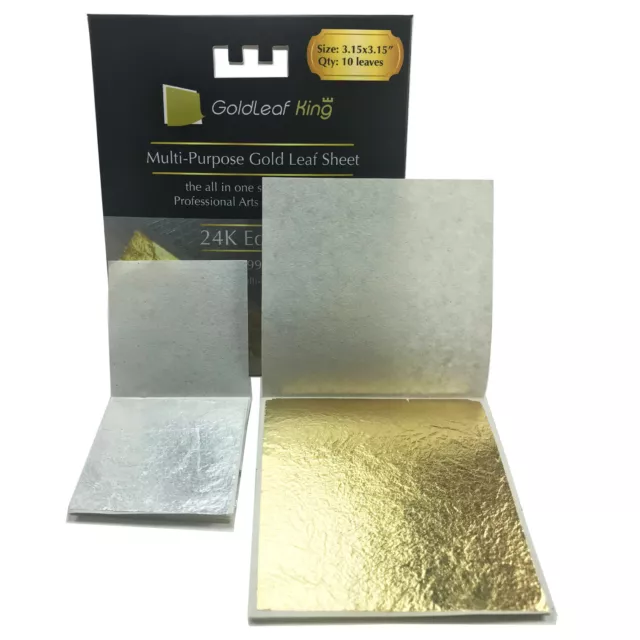 24K Edible Gold Leaf Sheets x 10 Sheet | Large 3.15” Edible Cake Decorations