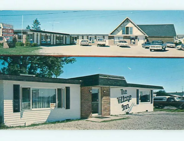 Unused Pre-1980 OLD CARS & VILLAGE INN MOTEL & RESTAURANT Pickford MI u5042@