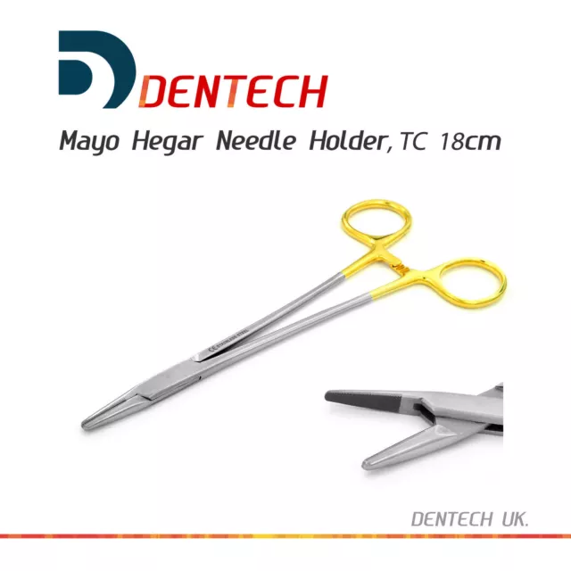 TC MAYO HEGAR NEEDLE HOLDER FORCEPS 18cm DENTAL SURGICAL SUTURING INSTRUMENT CE