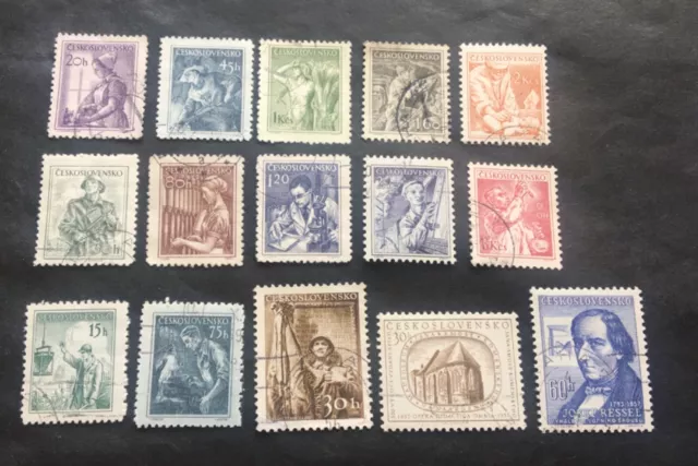 Czechoslovakia Ceskoslovensko 1954-1957 - 15 used stamps - Michel No. 1033