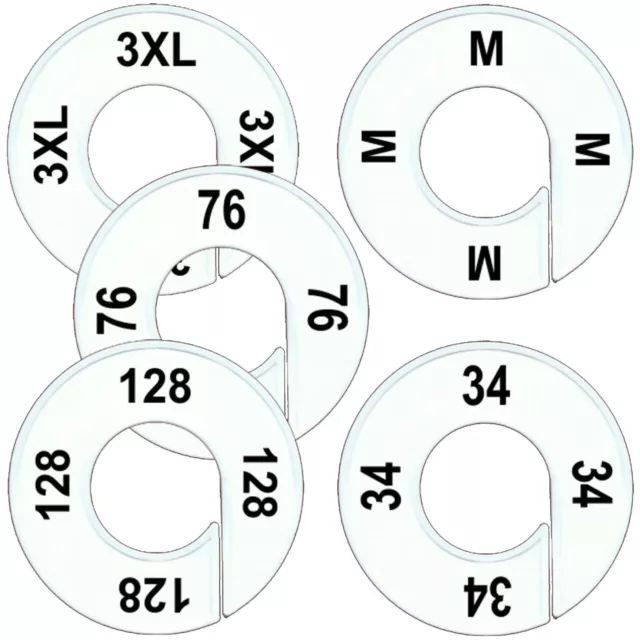 Ringscheiben weiss Druck schwarz  Größenscheiben für Kleiderstangen Größenfinder