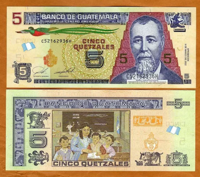 Guatemala, 5 Quetzales, 9-3-2022, P-New, UNC