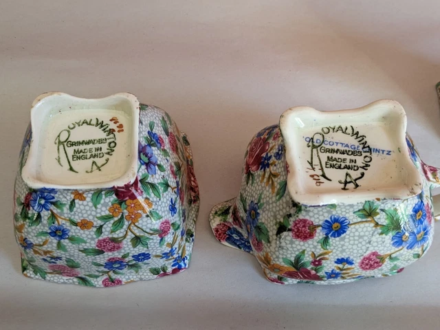 Royal Winton CREAMER & SUGAR Grimwades Old Cottage Chintz, England, Floral 2