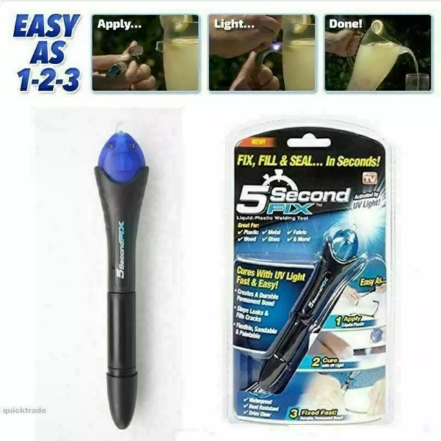 Quick 5 Second UV Light Fix Liquid Plastic Welding Compound Glue Repair Pen Tool