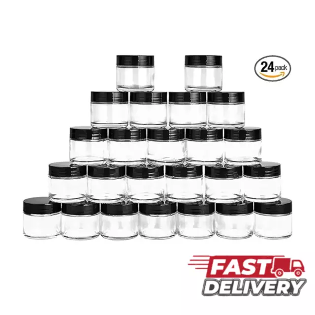 2 Ounce Glass Jars With Lids, 24 Pack Round Glass