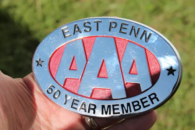 East Penn AAA Vintage Chrome Red Stick on Bumper Auto Parts Car Truck auto
