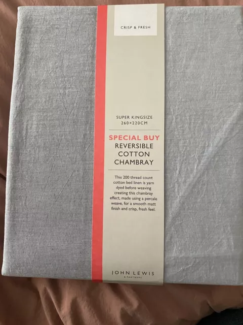 Juego de fundas de almohada de edredón John Lewis talla king azul nuevas con etiquetas