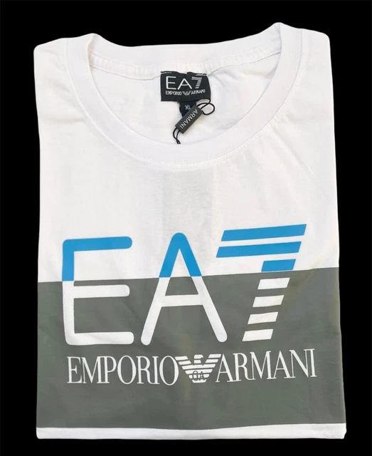 T-SHIRT GIROCOLLO EMPORIO Armani EA7 grande logo da uomo cotone maniche
