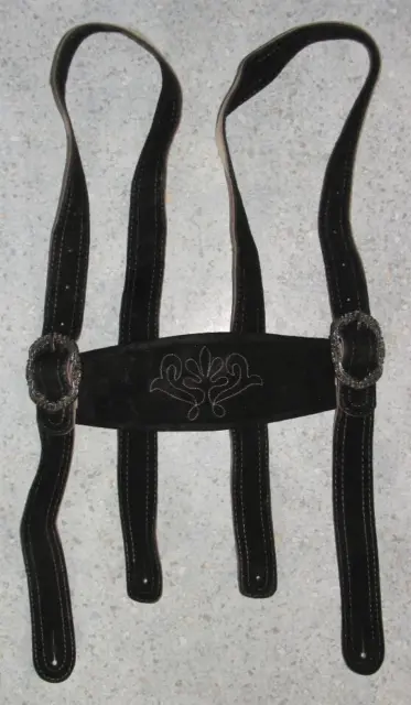Local Specialities Traditional Costume Leather Suspenders IN Black To Approx.