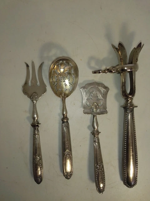 Paire De Couverts à Gigot En Métal Argenté - Signé Paris - Style 1900