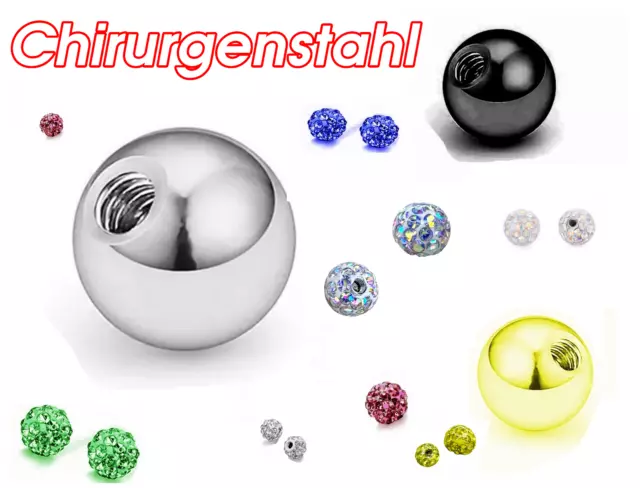 ERSATZKUGEL FERIDO PIERCING ERSATZ KUGEL KLAR  1,2 1,6 3mm 4mm 5mm ZUM SCHRAUBEN