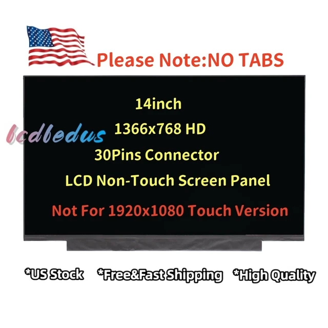 Replacement LCD Screen For Dell Laptop - 14" Glossy, 1366x768 HD, 30-Pin Connector, Part # 0V9V3X, With Tools