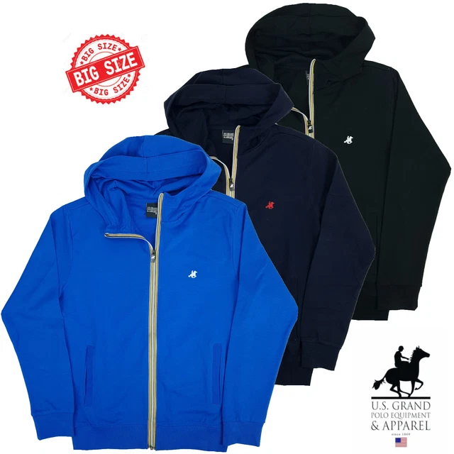 Felpa Uomo con Cerniera e Cappuccio Leggera Garzata Taglie Forti 3XL 4XL 5XL 6XL