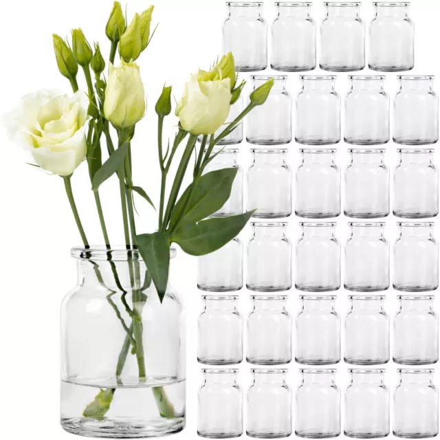 30x Mini Glas Vasen 9cm Väschen Set klein Blumenvase Tischvase Hochzeit Deko