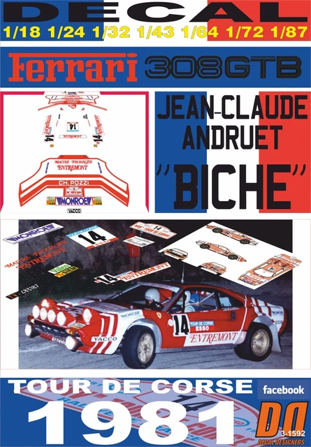 DECALS 1/43 VITESSE Ferrari 308 GTB Patterson Targa Florio 1981 Port