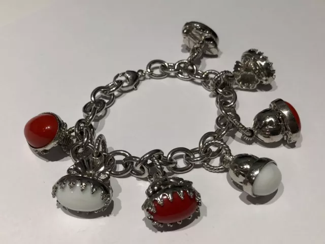 Bracelet Argent Avec Perles de Verre Blanc Et Rouge - Silver White 3