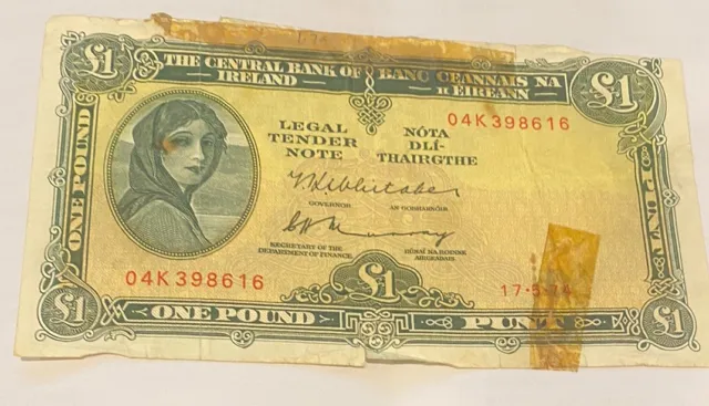 1959 IRELAND ONE POUND BANKNOTE - Ok CONDITION - Circulated