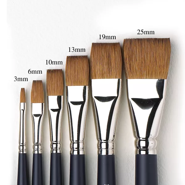 Winsor & Newton Artists Pure Sable Flat Single Brushes. Watercolour Paint Brush.