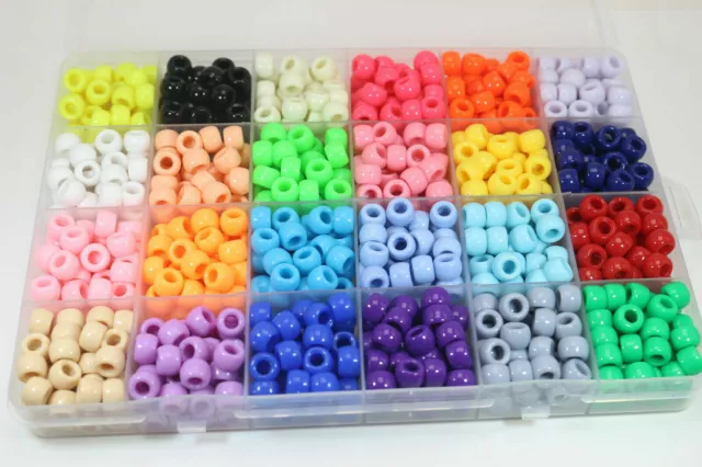 Craft DIY Acrylic Pony Beads Set 9X6mm 24 Color with Organizer Box for Bracelet