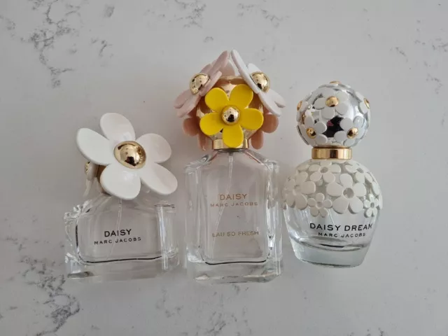 3 x Marc Jacobs Daisy Dream Love Fresh Empty Perfume Bottles 50ml 75ml