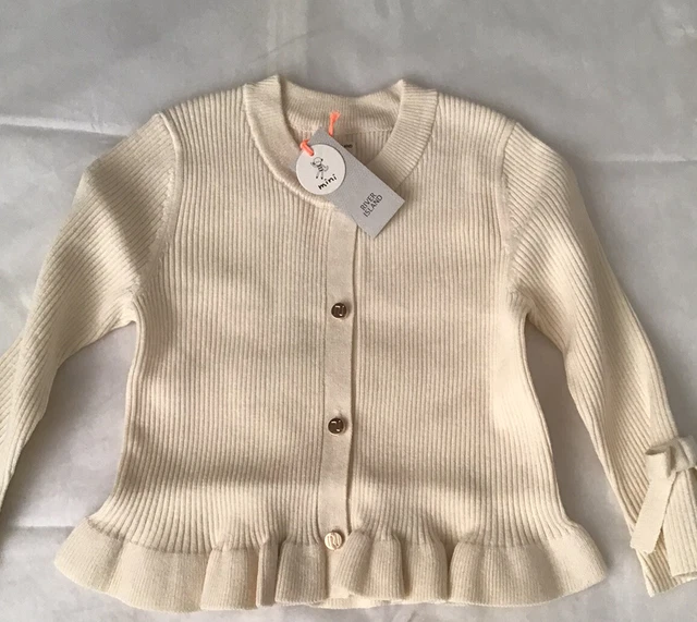 River island mini girls aged 2-3 years ecru peplum frilly cardigan shorts outfit 2