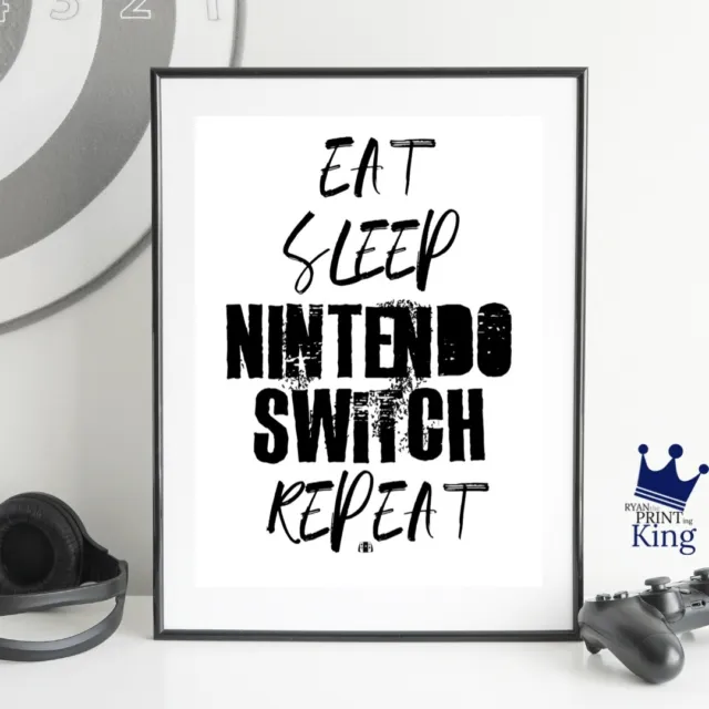 GAME EAT SLEEP REPEAT gamer art design A4 print Xbox PC Switch Nintendo Gaming