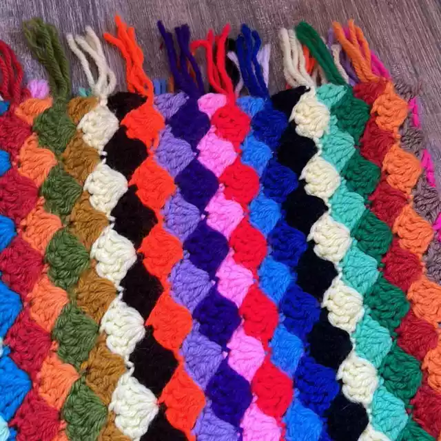 Colorful Vintage Handmade Crochet Throw Blanket 2
