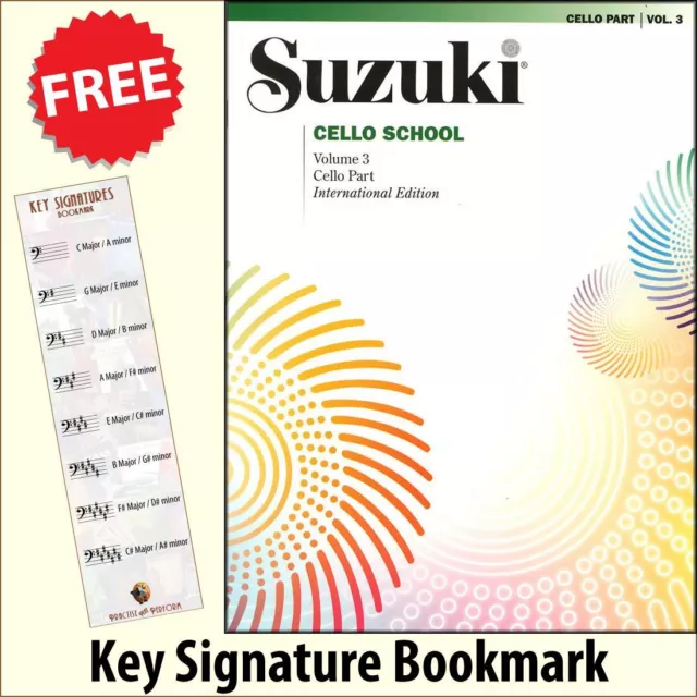 Suzuki Cello School Volume 3 Music Book + Free Key Signature Bookmark