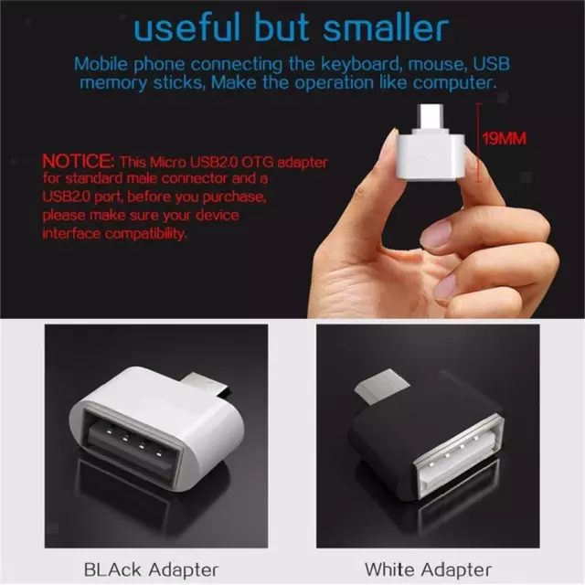 2x Micro USB (männlich) auf USB 2.0 (weiblich) OTG Adapter Konverter für