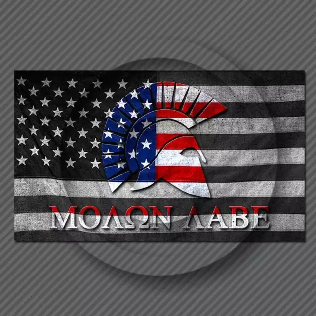 Molon Labe Sticker Decal American Flag Subdued Come and Take Them Spartan Gun