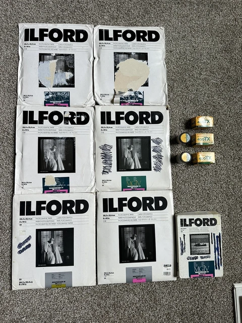Lot of Expired Ilford Black and White Photo Paper and Expired Kodak Tri-X Film