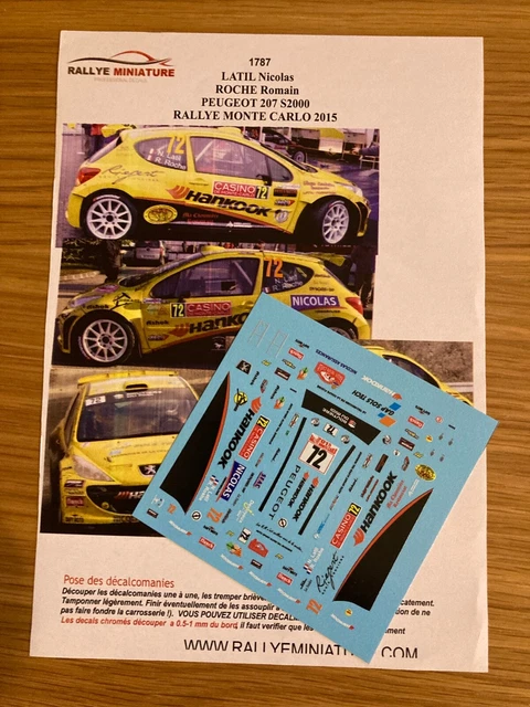 Décalcomanies 1/18 Peugeot 207 Burri Rallye Monte Carlo 2013 WRC - Neuf - Pour Modélisme Rallye