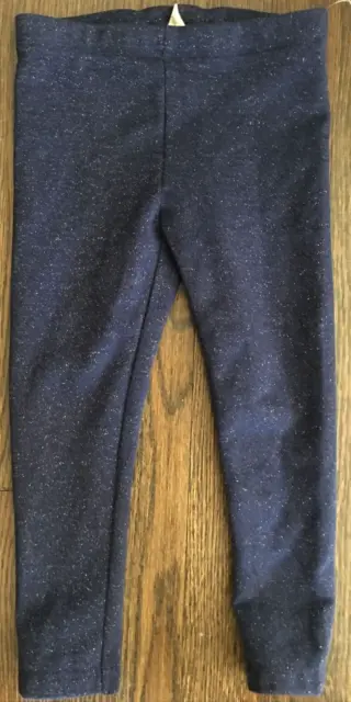Tucker + Tate Girls Leggings Solid Navy Blue Cotton Blend And Metallic Size 5