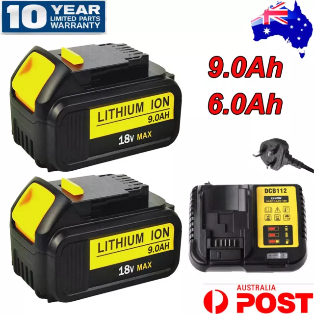 2PACK Battery& Charger For DeWalt DCB184-XE XR Slide 18V Li-Ion DCB182 DCB200 -2