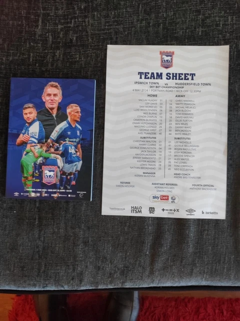 IPSWICH TOWN V HUDDERSFIELD TOWN PROGRAMME 04/05/2024 Promotion